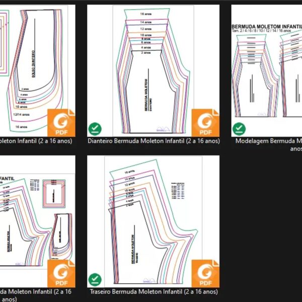 Molde de Costura Para Imprimir Camiseta Infantil - 33 - Bermuda Moletom Infantil (2 a 16 anos)