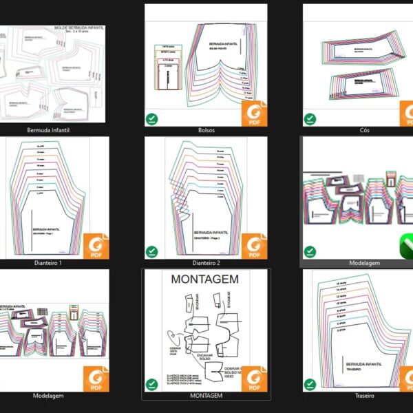 Molde de Costura Para Imprimir Camiseta Infantil - 44 - Bermuda Infantil Uniforme Escolar (2 a 16 anos)