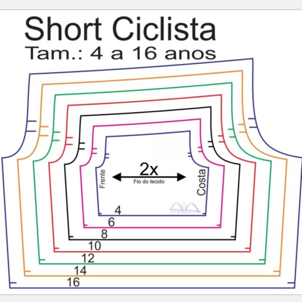Molde de Costura Para Imprimir Camiseta Infantil - 45 - Short Ciclista _Compressão_ (4 a 16 anos)