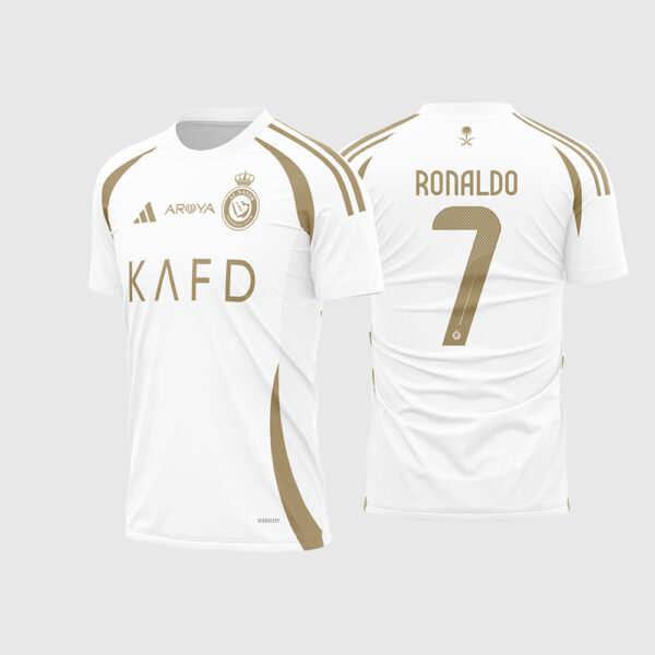 Arte Vetor Camisa Al Nassr Alternativa 2024 2025 Branca Adidas Cristiano Ronaldo para Sublimação