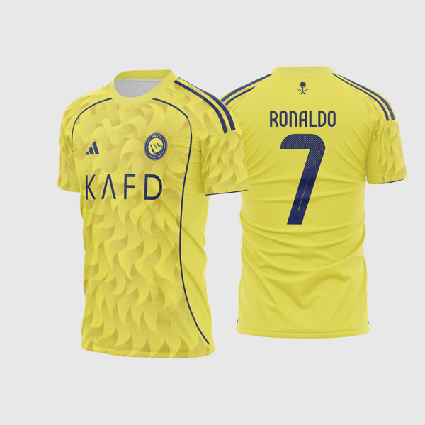 Arte Vetor Camisa Al-Nassr Local 2025 2026 Titular Amarela Adidas Cristiano Ronaldo para Sublimação