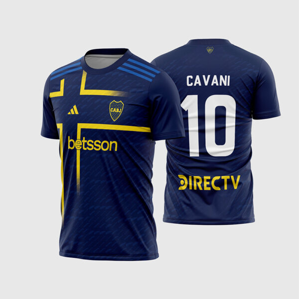 Arte Vetor Camisa Boca Juniors Terceira 2024 2025 Azul Cruz Amarela Bandeira Suécia para Sublimação