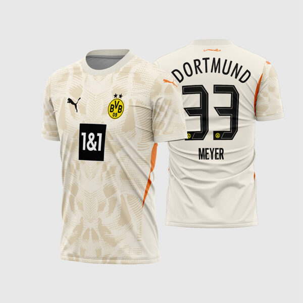 Arte Vetor Camisa Borussia Dortmund Goleiro 2024 2025 Verde Oliva Kobel para Sublimação