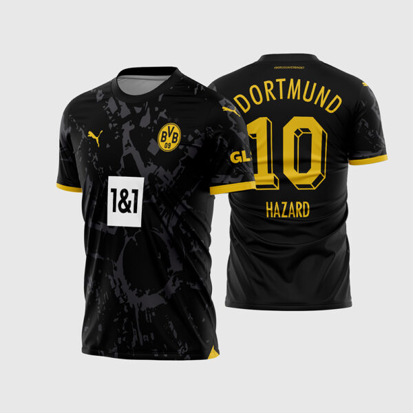 Arte Vetor Camisa Borussia Dortmund Reserva 2023 2024 Preta Mapa Borsigplatz para Sublimação