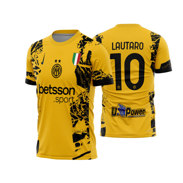 Arte Vetor Camisa Inter de Milão Terceira 2024 2025 Amarela University Gold Swoosh Duplo Vertical para Sublimação