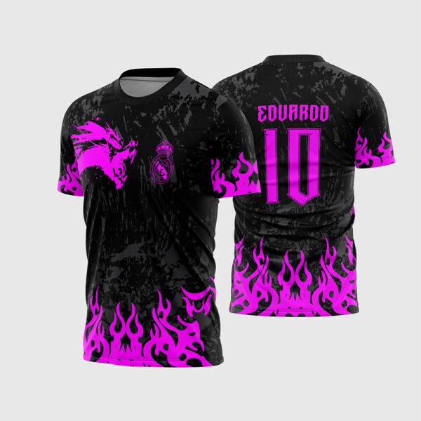 Arte Vetor Camisa InterClasse Real Madrid Dragão Rosa Pink Efeito Pincel Brush para Sublimação
