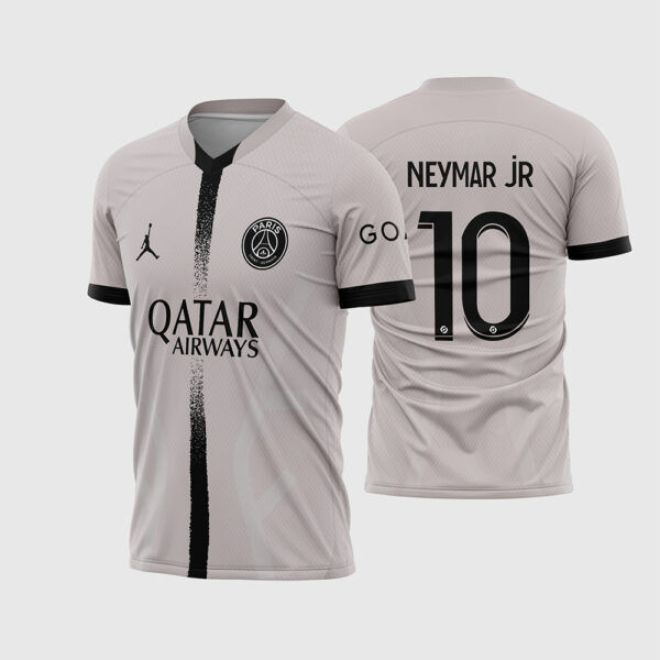 Arte Vetor Camisa Paris Saint Germain PSG Visita Away 2022 2023 Cinza Faixa Preta Jordan para Sublimação