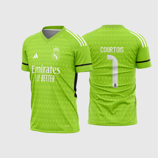 Arte Vetor Camisa Real Madrid Goleiro 2023 2024 Verde Courtois Lunin para Sublimação