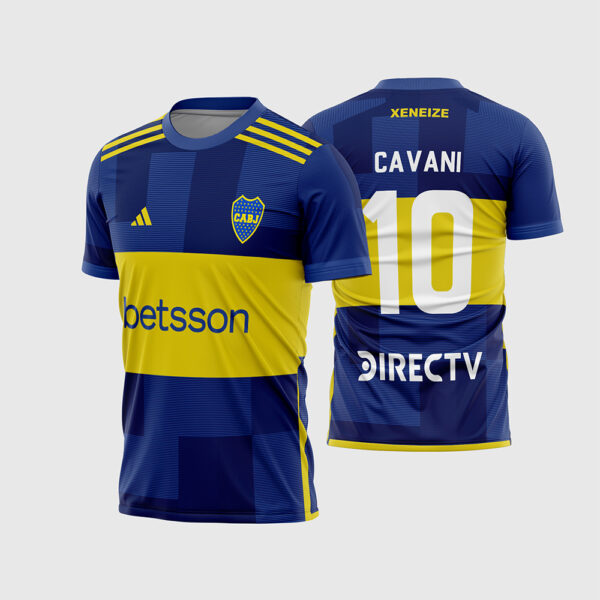 Arte Vetor Camisa Boca Juniors Titular 2023 2024 Azul e Ouro Cavani para Sublimação