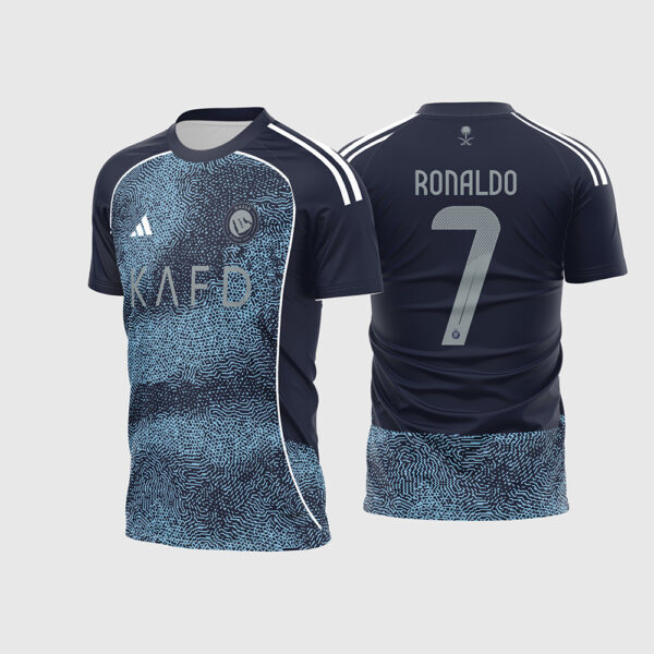 Arte Vetor Camisa Al-Nassr Reserva 2025 2026 Azul Adidas Cristiano Ronaldo para Sublimação