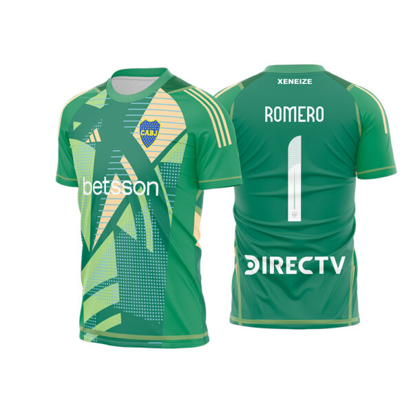 Arte Vetor Camisa Boca Juniors Goleiro 2024 2025 Azul Turquesa Romero para Sublimação