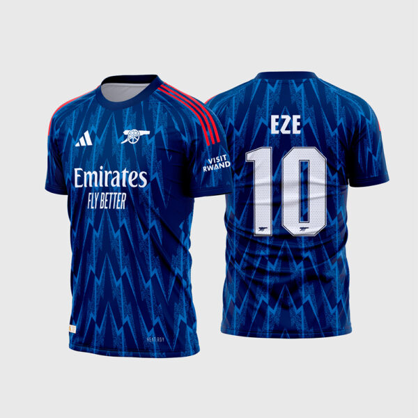 Arte Vetor Template Camisa Arsenal Reserva Away 2 Azul Marinho 2025 2026 Eze 10 Oficial para Sublimação