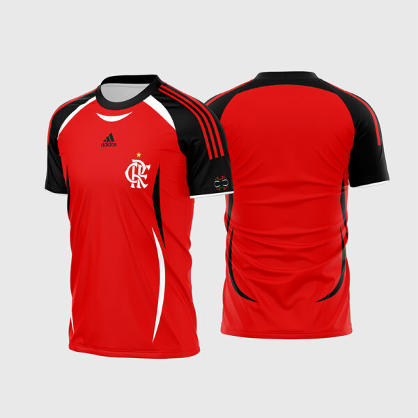 Arte Vetor Template Camisa Flamengo Edição Especial Teamgeist 2021 2022 Vermelha Preta Branca Retrô para Sublimação