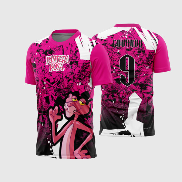 Arte Vetor Template Camisa Interclasse Desenho Pantera Cor de Rosa Pink Preta Textura Urbana para Sublimação
