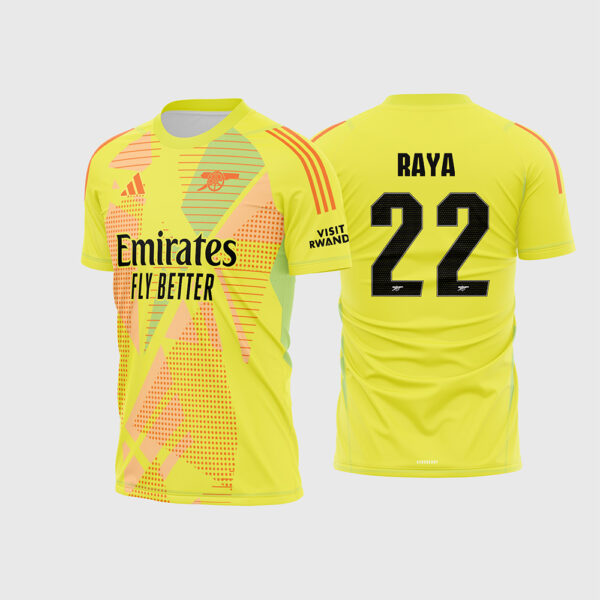 Arte Vetor Camisa Arsenal Goleiro Amarela Neon 24 25 Raya 22 Oficial Padrão Geométrico para Sublimação CorelDRAW
