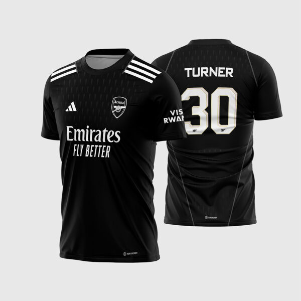 Arte Vetor Template Camisa Arsenal Goleiro 1 Titular Preta 2023 2024 Turner Oficial para Sublimação