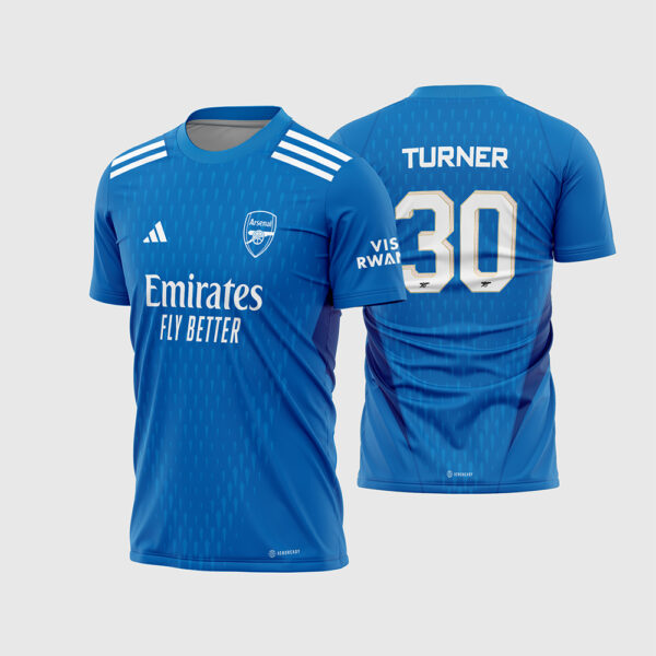 Arte Vetor Template Camisa Arsenal Goleiro 2 II Azul Titular 2023 2024 Turner 30 Oficial para Sublimação