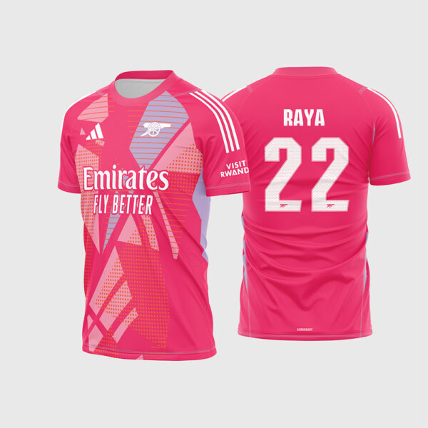 Arte Vetor Template Camisa Arsenal Goleiro 2 II Rosa 2024 2025 Raya 22 Oficial Padrão Geométrico para Sublimação