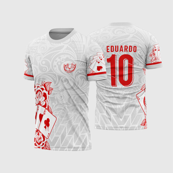 Arte Vetor Template Camisa Interclasse Cartas Naipe Baralho Branca Vermelha Rosas Textura 2026 Eduardo 10 Oficial para Sublimacao CorelDRAW