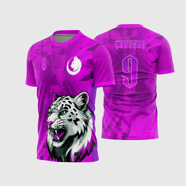 Arte Vetor Camisa Interclasse eSports Mascote Lince Felino Rosa Magenta Textura para Sublimação