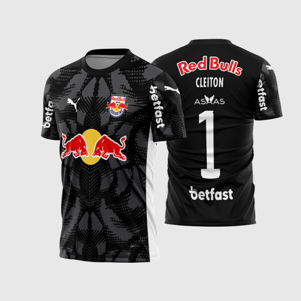 Arte Vetor Template Camisa Red Bull Bragantino Goleiro 1 Titular Preta 2025 2026 Cleiton Oficial para Sublimação