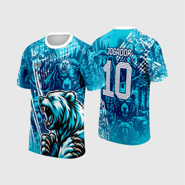 Arte Vetor Template Camisa Interclasse Mascote Urso Azul Floresta 2026 Jogador 10 Oficial para Sublimacao CorelDRAW