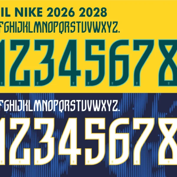 Arquivo Fonte Vetor Brasil Seleção Nike Letras e Números 2026 2028 TTF CDR Oficial para Personalização e Sublimação