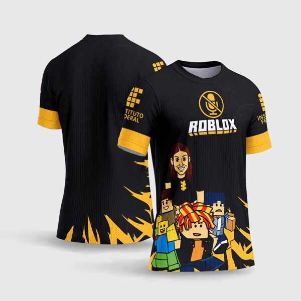 Arte Vetor Template Camisa Interclasse Jogos Escolares Time Roblox Meme Felca Microfone Mutado Instituto Federal Preto Amarelo Sublimacao CorelDRAW
