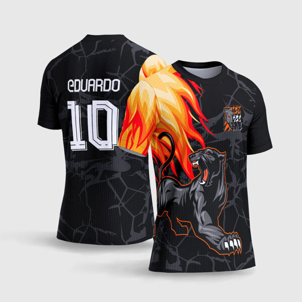 Arte Vetor Template Camisa Formatura Escolar Terceirao Pantera Negra Fogo Chamas Labaredas Textura Rachada Preto Oficial para Sublimacao CorelDRAW