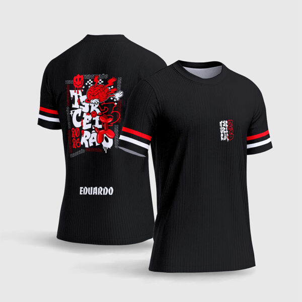 Arte Vetor Template Camisa Terceirao 2026 Formatura Cerebro Vermelho Graffiti Streetwear Fundo Preto Sublimacao CorelDRAW