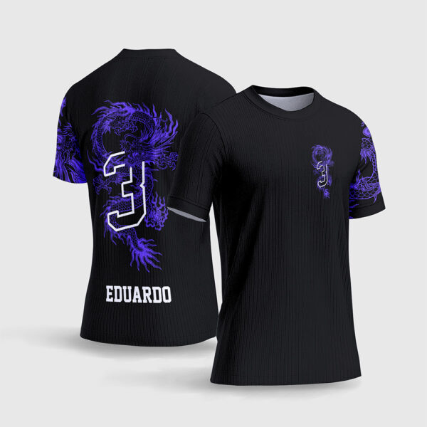 Arte Vetor Template Camisa Formatura Escolar Terceirao Dragao Oriental Roxa Mitologia Preto Oficial para Sublimacao CorelDRAW
