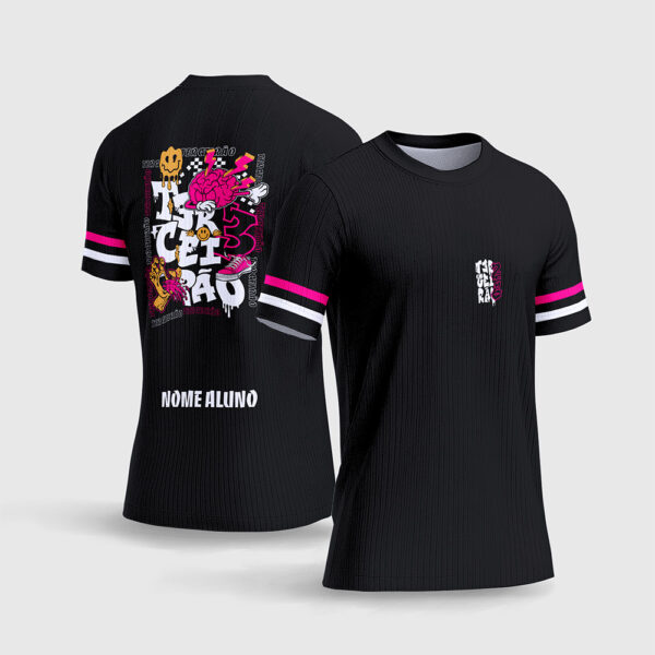 Arte Vetor Template Camisa Terceirao 2026 Formatura Cerebro Rosa Mao Segurando Tenis Skate Graffiti Streetwear Sublimacao CorelDRAW