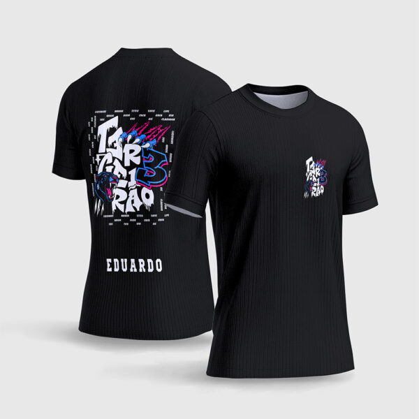 Arte Vetor Template Camisa Formatura Escolar Terceirao Pantera Negra Azul Cyan Rosa Pink Neon Garras Preto Oficial para Sublimacao CorelDRAW