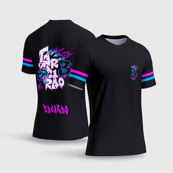 Arte Vetor Template Camisa Formatura Escolar Terceirao Pantera Negra Exclusiva Rosa Pink Azul Cyan Oficial para Sublimacao CorelDRAW