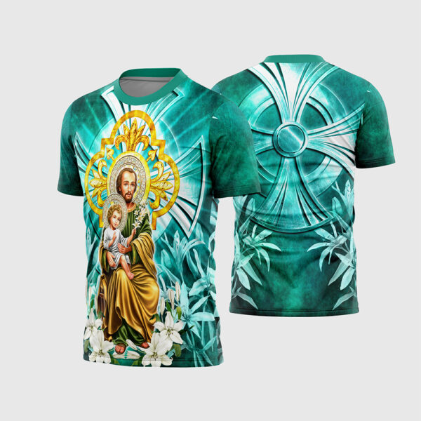 Arte Vetor Religiosa Catolica Sao Jose com Menino Jesus em Altar Glorioso Dourado para Camisa Decoracao Luxo Sublimacao CorelDRAW CDR