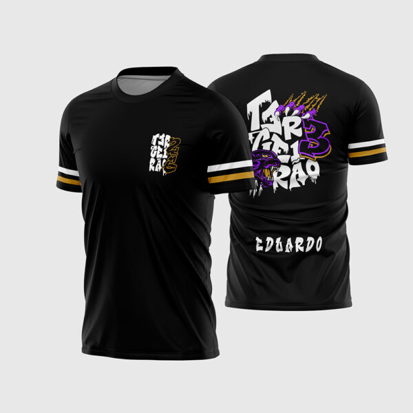 Arte Vetor Template Camisa Formatura Escolar Terceirao 2026 Preta Pantera Negra Roxo Dourado Oficial para Sublimacao CorelDRAW