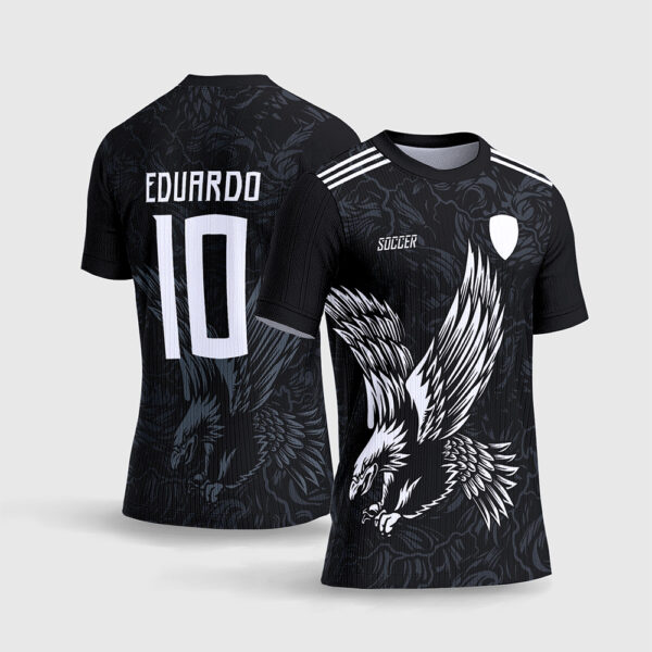 Arte Vetor Template Camisa Interclasse Jogos Escolares Time Aguia Ave Rapina Preta Branca All Black Sublimacao CorelDRAW