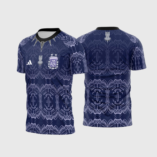 Arte Vetor Template Camisa Seleção Argentina Concept Black Panther Wakanda 2022 Azul Textura Tribal Oficial para Sublimacao CorelDRAW