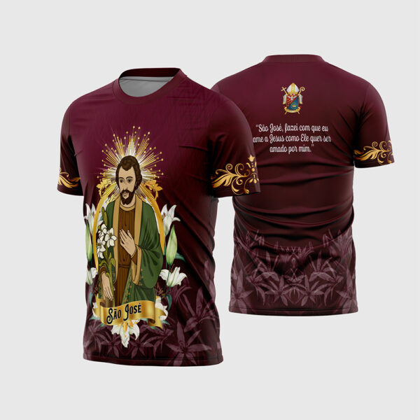 Arte Vetor Religiosa Catolica Sao Jose com Menino Jesus e Lirio para Camisa Sublimacao CorelDRAW CDR