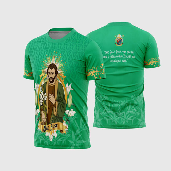 Arte Vetor Religiosa Catolica Sao Jose com Menino Jesus e Lirio para Camisa Sublimacao CorelDRAW CDR