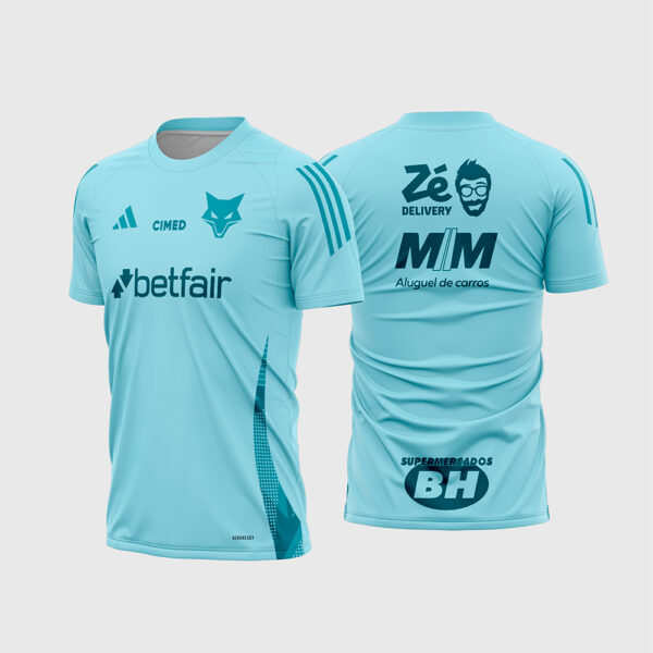 Arte Vetor Template Camisa Treino Cruzeiro 2025 2026 Azul Claro Escudo Raposa Oficial para Sublimacao CorelDRAW