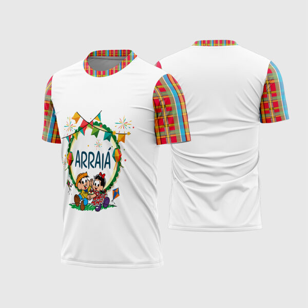 Arte Vetor Template Camisa Arraia 2026 Festa Junina Casal Caipira Quadrinhos Mangas Xadrez Colorido Sublimacao CorelDRAW