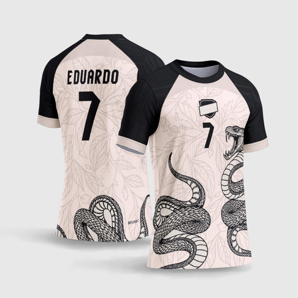 Arte Vetor Template Camisa Interclasse Jogos Escolares Time Cobra Serpente Folhas Line Art Tattoo Manga Preta Sublimacao CorelDRAW