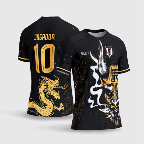 Arte Vetor Camisa de Interclasse Japão Dragão Samurai