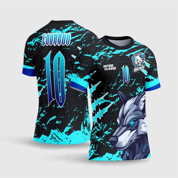 Arte Vetor Camisa Interclasse Lobo Robótico
