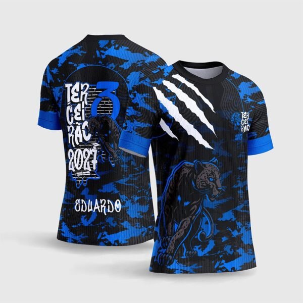 Arte Vetor Camisa Terceirão Pantera Negra Textura Azul